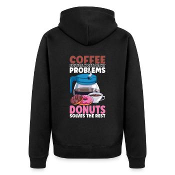 Kaffee Donuts - Unisex Premium Bio Zip Hoodie - Schwarz - Hinten - Nico (187cm)