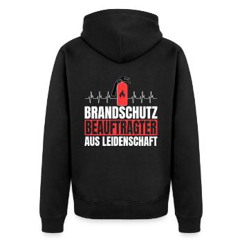 Brandschutzbeauftragter Leidenschaft Herzschlag - Unisex Premium Bio Zip Hoodie - Schwarz - Hinten - Nico (187cm)