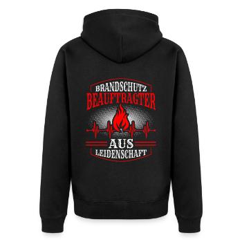 Brandschutzbeauftragter Leidenschaft Herzschlag - Unisex Premium Bio Zip Hoodie - Schwarz - Hinten - Nico (187cm)