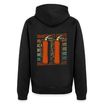 Brandschutz Experte Retro - Unisex Premium Bio Zip Hoodie - Schwarz - Hinten - Nico (187cm)