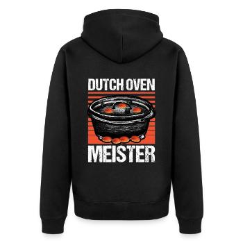 Dutch Oven Meister Dopfen Outdoor - Unisex Premium Bio Zip Hoodie - Schwarz - Hinten - Nico (187cm)