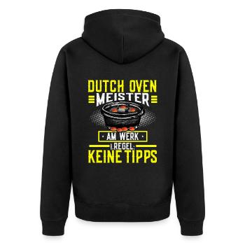 Dutch Oven Meister keine Tipps Dopfen - Unisex Premium Bio Zip Hoodie - Schwarz - Hinten - Nico (187cm)