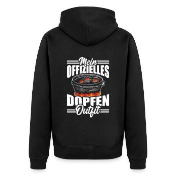 Dopfen Outdoor mein offizielles Dutch Oven - Unisex Premium Bio Zip Hoodie - Schwarz - Hinten - Nico (187cm)