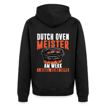 Dutch Oven Meister keine Tipps Dopfen - Unisex Premium Bio Zip Hoodie - Schwarz - Hinten - Nico (187cm)