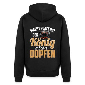 Macht platz da Dutch Oven Dopfen - Unisex Premium Bio Zip Hoodie - Schwarz - Hinten - Nico (187cm)