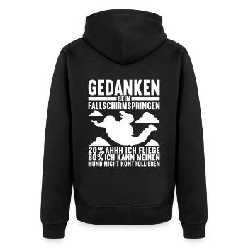 Fallschirmspringer Fallschirmsprung - Unisex Premium Bio Zip Hoodie - Schwarz - Hinten - Nico (187cm)