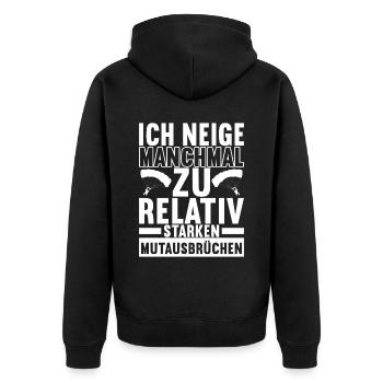 Fallschirmspringer Fallschirmsprung - Unisex Premium Bio Zip Hoodie - Schwarz - Hinten - Nico (187cm)