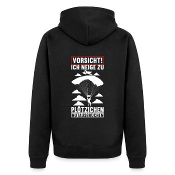 Fallschirmspringer Fallschirmsprung - Unisex Premium Bio Zip Hoodie - Schwarz - Hinten - Nico (187cm)