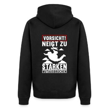 Fallschirmspringer Fallschirmsprung - Unisex Premium Bio Zip Hoodie - Schwarz - Hinten - Nico (187cm)