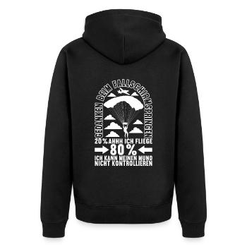 Fallschirmspringer Fallschirmsprung - Unisex Premium Bio Zip Hoodie - Schwarz - Hinten - Nico (187cm)