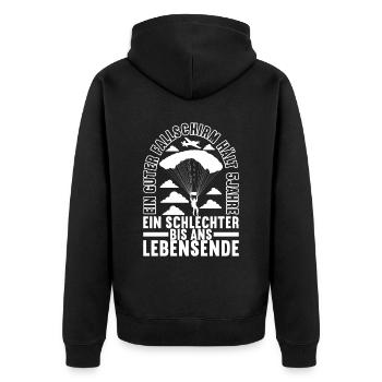 Fallschirmspringer Fallschirmsprung - Unisex Premium Bio Zip Hoodie - Schwarz - Hinten - Nico (187cm)