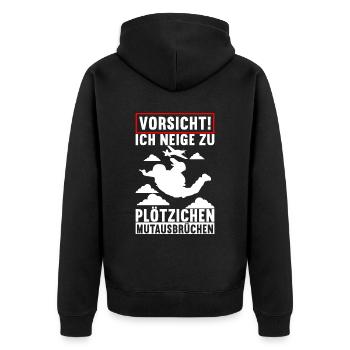 Fallschirmspringer Fallschirmsprung - Unisex Premium Bio Zip Hoodie - Schwarz - Hinten - Nico (187cm)