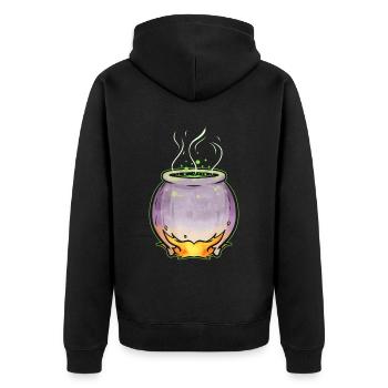 Copper Pot With Witch Magic Potion Halloween - Unisex Premium Organic Zip Hoodie - black - Back - Nico (187cm)