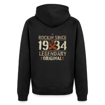 1934 88 Jahre Rock and Roll Geburtstag Geschenk - Unisex Premium Organic Zip Hoodie - black - Back - Nico (187cm)