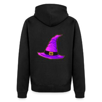 Evil Witch Hat Purple Magic Hat Halloween - Unisex Premium Organic Zip Hoodie - black - Back - Nico (187cm)