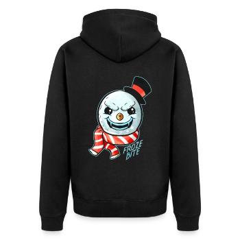 Evil Snowman Froze Bite Zylinder Fangs Halloween - Unisex Premium Bio Zip Hoodie - Schwarz - Hinten - Nico (187cm)