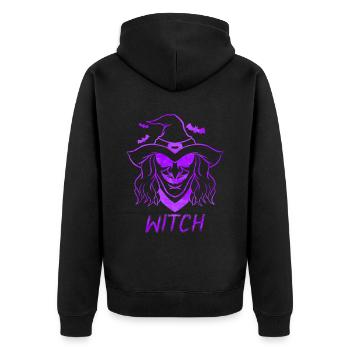 Evil Witch Face Costume For Halloween - Unisex Premium Organic Zip Hoodie - black - Back - Nico (187cm)