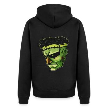 Evil Green Monster Face With Scars Costume For - Unisex Premium Bio Zip Hoodie - Schwarz - Hinten - Nico (187cm)