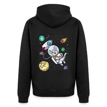 Chinchilla Im Weltraum Planeten Nagetier Tier - Unisex Premium Bio Zip Hoodie - Schwarz - Hinten - Nico (187cm)