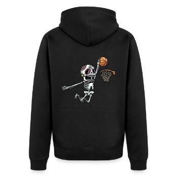 Sugar Skull Skeleton Basketball Jouer Halloween - Veste à capuche bio Premium Unisexe - noir - Dos - Nico (187cm)
