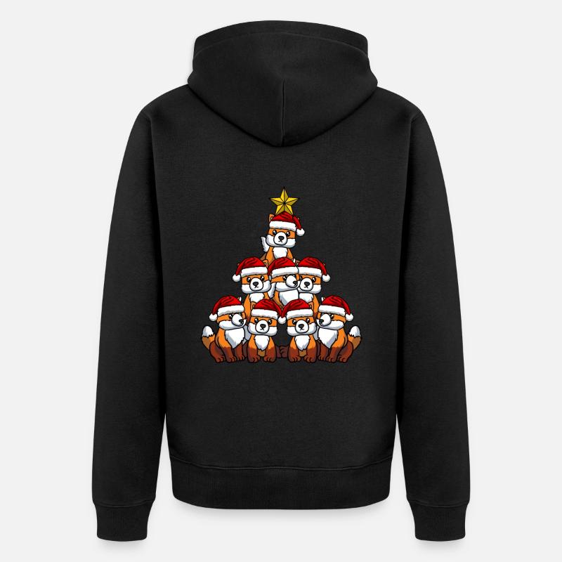 Fox Christmas Tree - Unisex Premium Organic Zip Hoodie - black