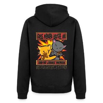 Lustig Katzen Kaffee Kaffeetrinker Sarkastisch - Unisex Premium Bio Zip Hoodie - Schwarz - Hinten - Nico (187cm)