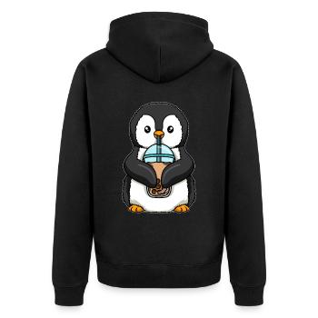 Penguin boit du thé à bulles - Veste à capuche bio Premium Unisexe - noir - Dos - Nico (187cm)