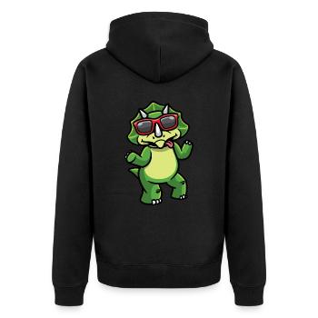 Sturer Triceratops Dinosaurier Dino Jungen - Unisex Premium Bio Zip Hoodie - Schwarz - Hinten - Nico (187cm)