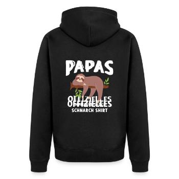 Papas Schlafshirt Faultier - Unisex Premium Bio Zip Hoodie - Schwarz - Hinten - Nico (187cm)
