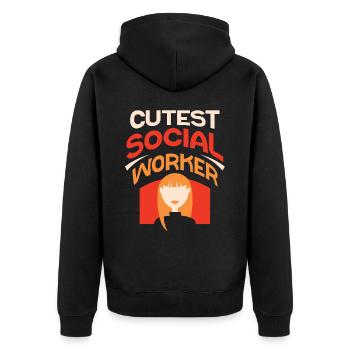 Sweetest Social Worker Training Social Worker - Unisex Premium Organic Zip Hoodie - black - Back - Nico (187cm)
