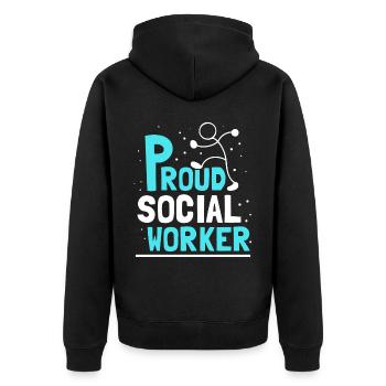 Proud Social Worker Social Work Education - Unisex Premium Organic Zip Hoodie - black - Back - Nico (187cm)
