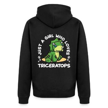 Triceratops Dinosaurier Mädchen - Unisex Premium Bio Zip Hoodie - Schwarz - Hinten - Nico (187cm)