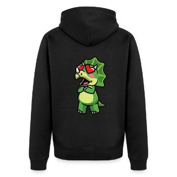 Triceratops Kawaii Dinosaurier In Der Liebe - Unisex Premium Bio Zip Hoodie - Schwarz - Hinten - Nico (187cm)
