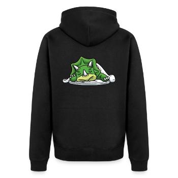 Sleeping Triceratops Dinosaur Napping - Unisex Premium Organic Zip Hoodie - black - Back - Nico (187cm)