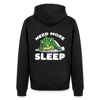 Need More Sleep Triceratops Dinosaurs - Unisex Premium Organic Zip Hoodie - black - Back - Nico (187cm)