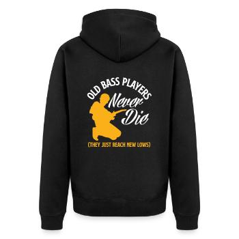 Guitar Bass Guitar Old Man Grandpa - Unisex Premium Organic Zip Hoodie - black - Back - Nico (187cm)