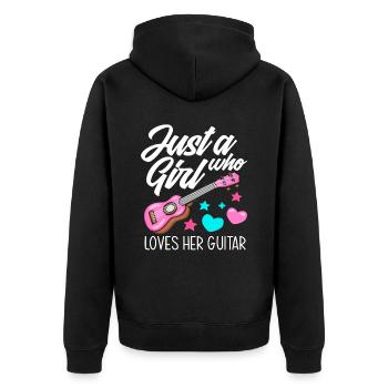 Guitar Girl Guitar Player - Unisex Premium Organic Zip Hoodie - black - Back - Nico (187cm)