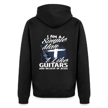Guitar Jesus Mann - Unisex Premium Organic Zip Hoodie - black - Back - Nico (187cm)