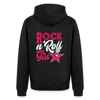 Guitar Rock And Roll Girl - Unisex Premium Organic Zip Hoodie - black - Back - Nico (187cm)