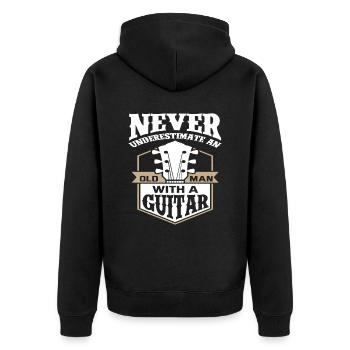 Guitar Old Man Guitarist - Unisex Premium Organic Zip Hoodie - black - Back - Nico (187cm)
