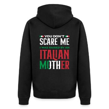 Ich Habe Eine Italienische Mutter - Unisex Premium Bio Zip Hoodie - Schwarz - Hinten - Nico (187cm)
