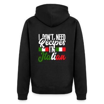 Rezept Koch Köchin Italien Spruch Italienerin - Unisex Premium Bio Zip Hoodie - Schwarz - Hinten - Nico (187cm)