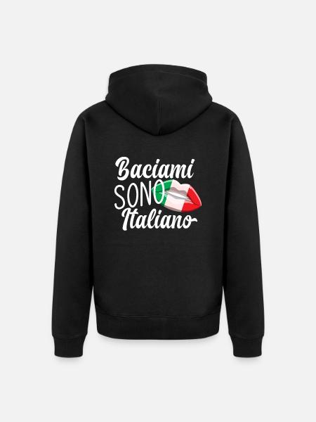 Kiss Me I Am Italian - Unisex Premium Organic Zip Hoodie - black