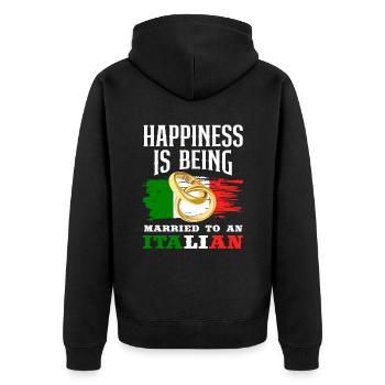 Italie Italien Mariage Mari Femme Marié - Veste à capuche bio Premium Unisexe - noir - Dos - Nico (187cm)