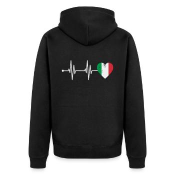 Italy Love Heartbeat ECG Roots Italians - Unisex Premium Organic Zip Hoodie - black - Back - Nico (187cm)