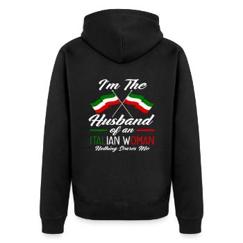 Ehefmann Italienische Frau - Unisex Premium Bio Zip Hoodie - Schwarz - Hinten - Nico (187cm)