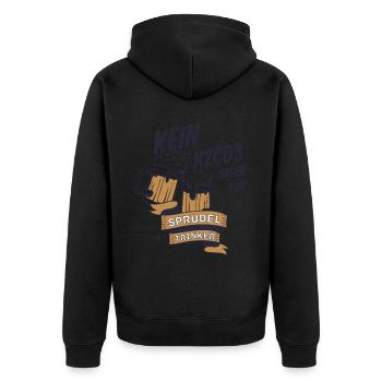 Kein H2CO3 mehr für Sprudeltrinker Bierspruch - Unisex Premium Bio Zip Hoodie - Schwarz - Hinten - Nico (187cm)