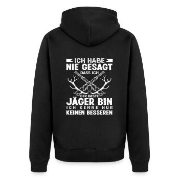Ich Bin der Beste Jäger Jagd Geburtstag Geschenk - Unisex Premium Bio Zip Hoodie - Schwarz - Hinten - Nico (187cm)