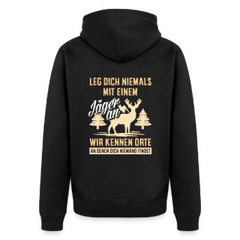 Jagen Jäger Wald Hirschjagd - Unisex Premium Bio Zip Hoodie - Schwarz - Hinten - Nico (187cm)