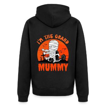Im the grand mummy, funny grandma halloween - Unisex Premium Organic Zip Hoodie - black - Back - Nico (187cm)